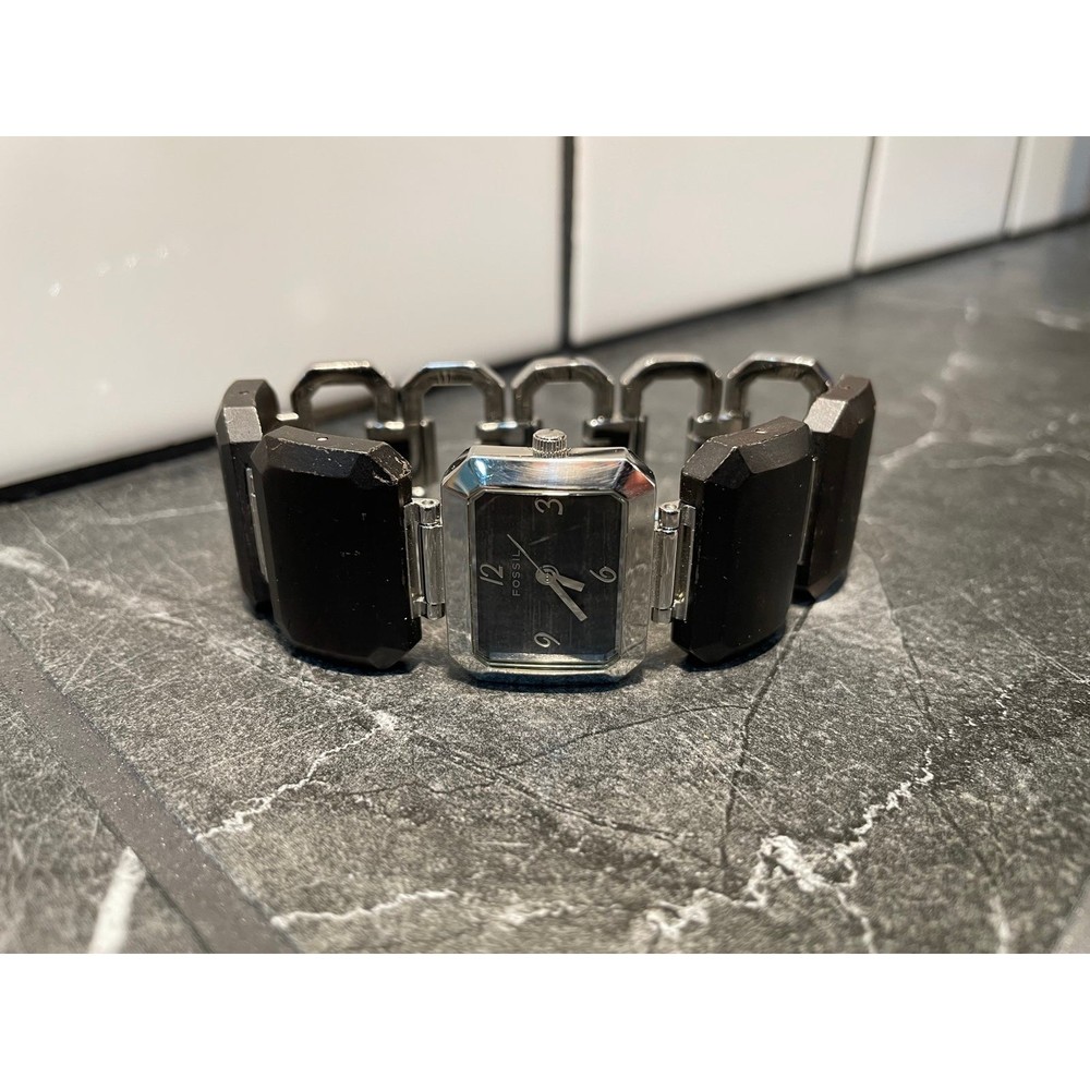 Ladies Black and Silver Fossil Dress Watch - New Battery